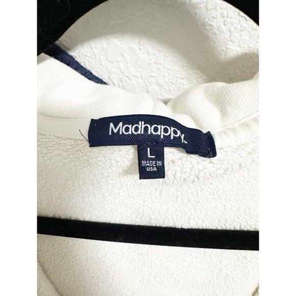 Madhappy Mens Classics Zip Up Hoodie In Cotton Fleece Relaxed Fit Neutral Large - Picture 9 of 10